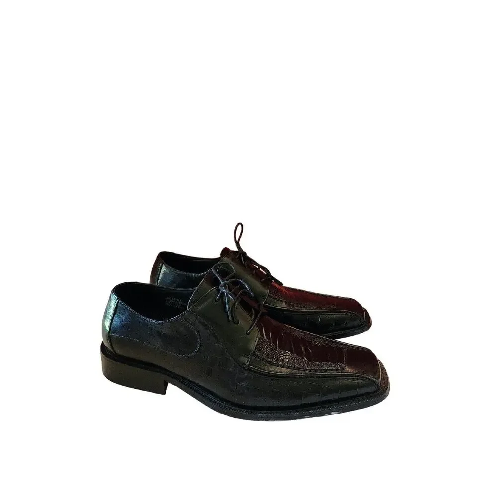 Stacy Adams Men's 11m Black, Snake print Leather Shoes Oxford 24195-01